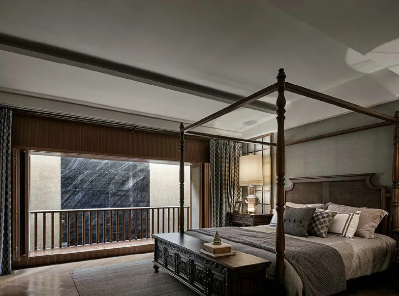 Beautifully styled modern bedroom showcasing detailed interior design elements