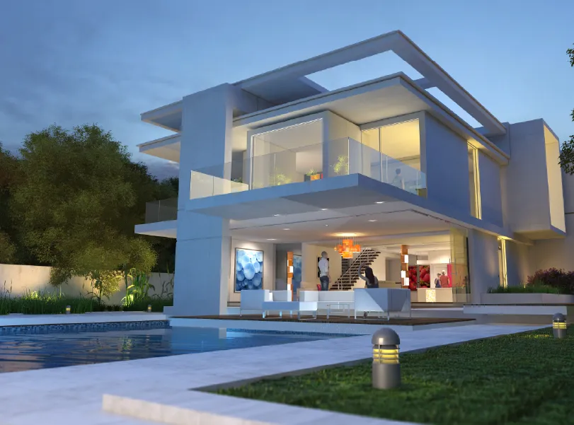 Modern contemporary villa with sleek architecture and open layout